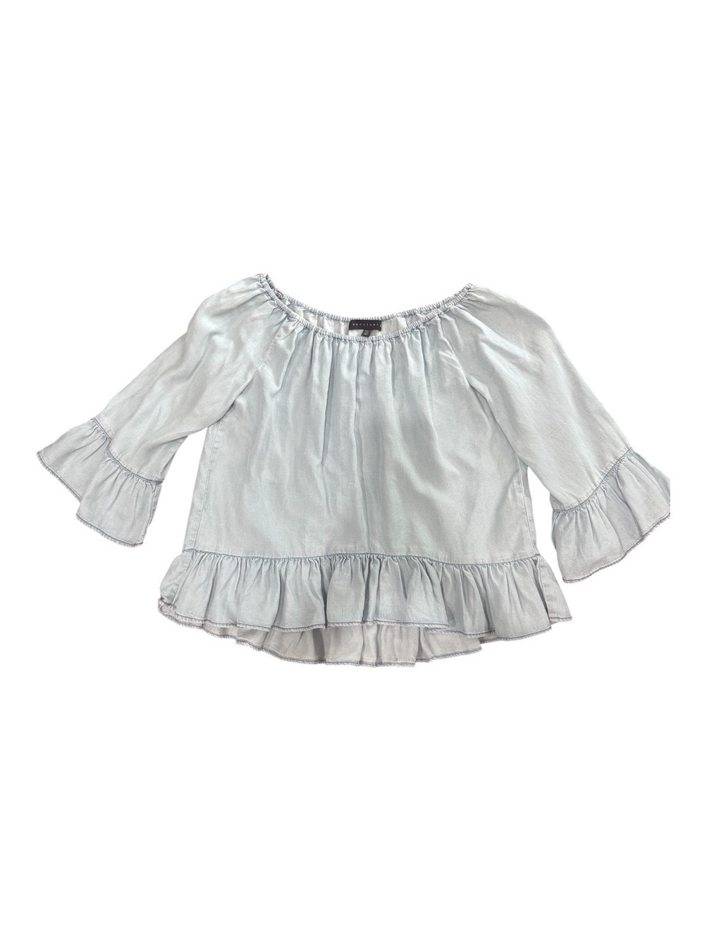 Sanctuary Light Blue Ruffle Hem Boho Festival Peasant Top XS